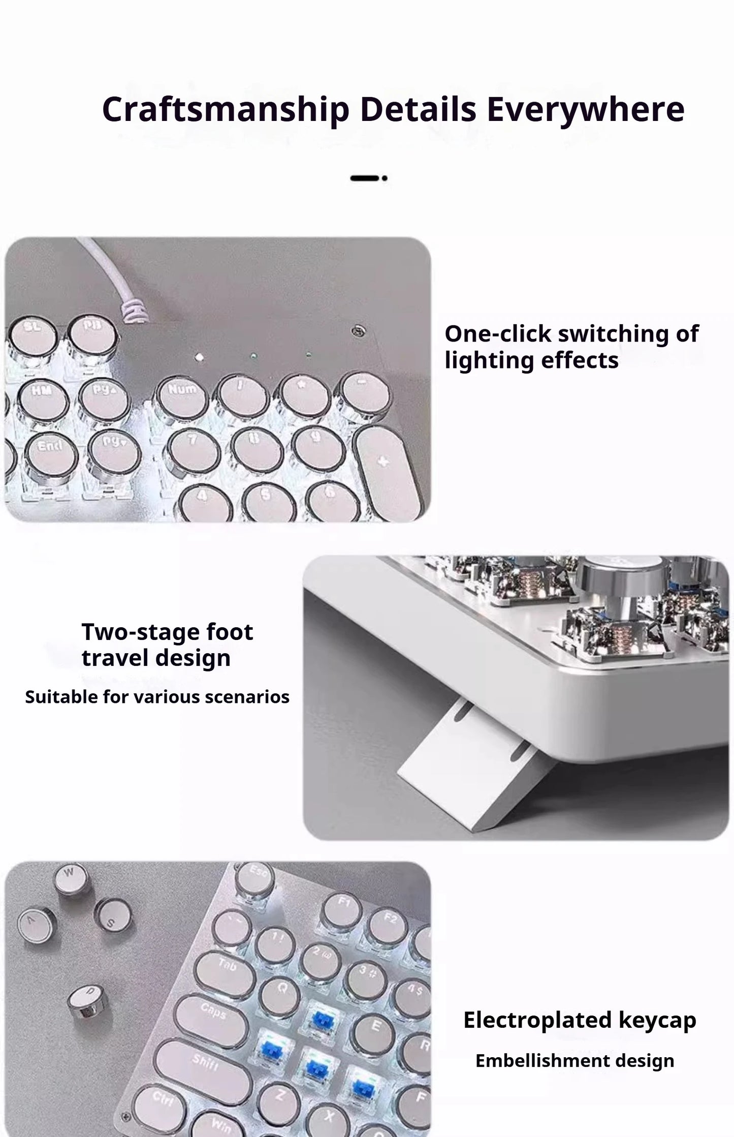EWEADN TK100 Punk Typewriter Mechanical Gaming Keyboard, 104Keys with LED Backlit USB Wired Keyboards, for Windows Laptop PC