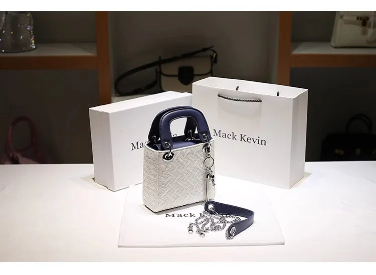 2024 New Fashion and Popular Handheld Square Bag with Contrast Color Women's Beautiful and Luxury Shoulder Bag with Decoration