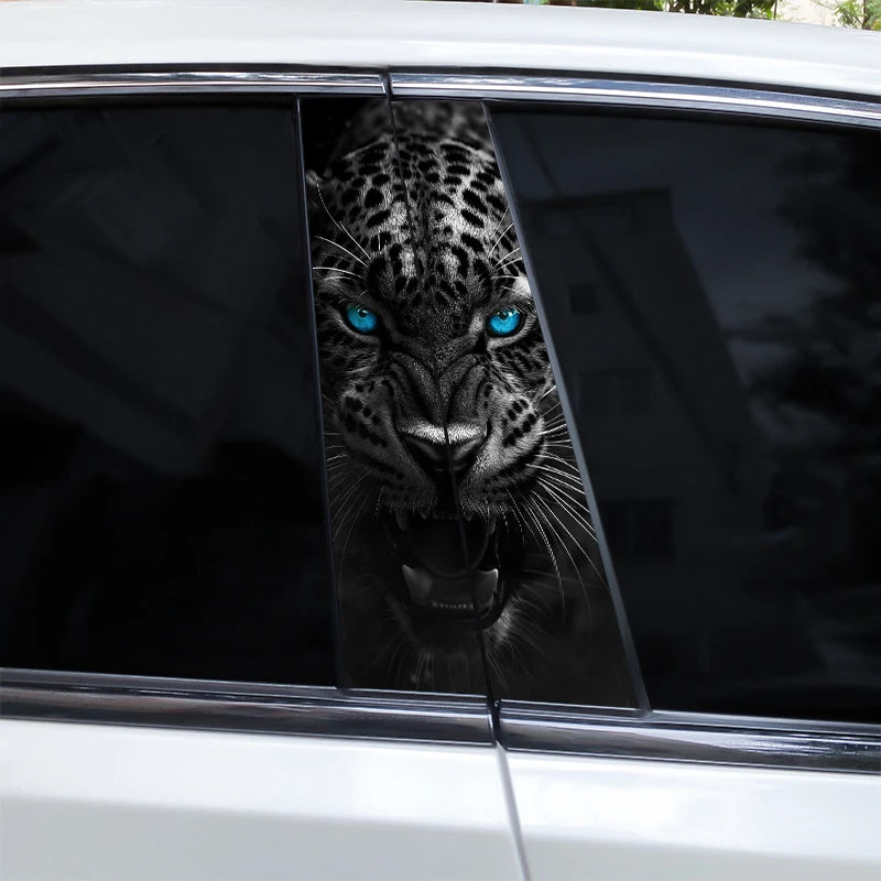 2pcs Lion Animal Car Decal Car B Pillar Decal Vinyl Waterproof Car Door Post Decal Diy Car Modification Styling Decal