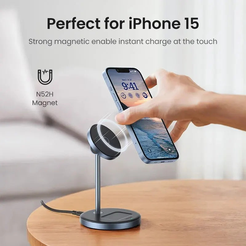 UGREEN Magnetic Wireless Charger Stand 20W Max 2-in-1 Charging Stand For iPhone 15 14 Pro Max/AirPods Fast Charger Qi 5/7.5/15W