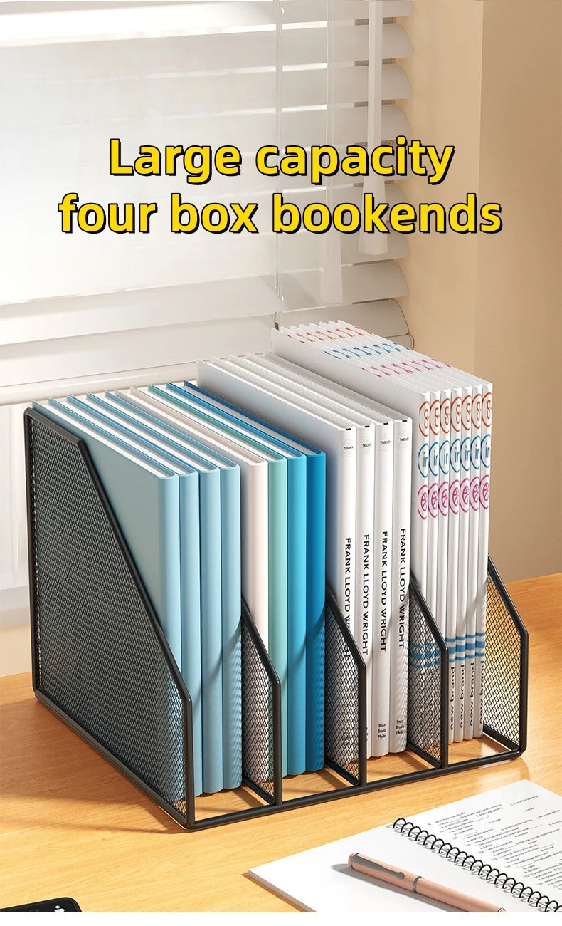 Metal File Rack Office Desk Shelf Standing Desktop File Folder File Box File Storage Box Data Rack Stationery Organizer File