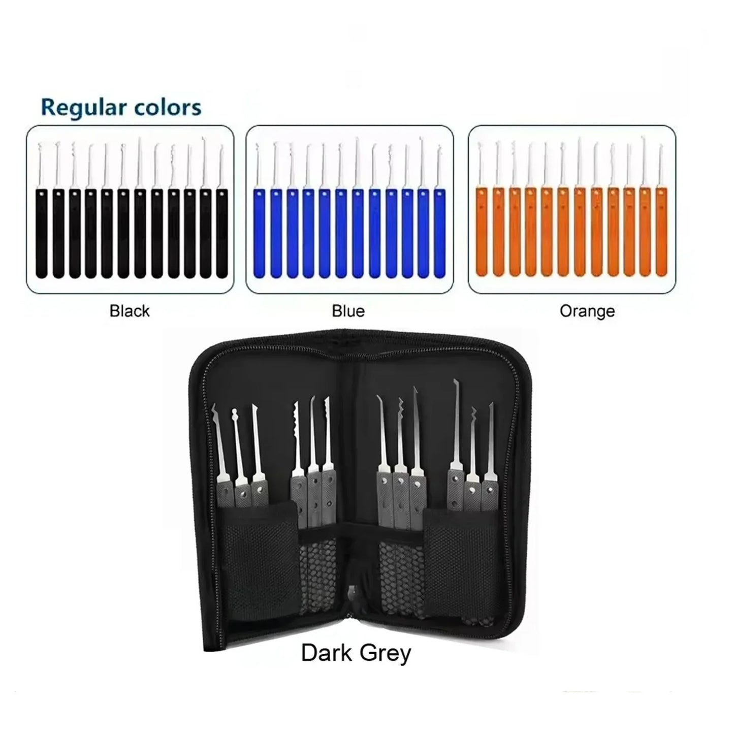 17pcs Blue/Black/Grey/Orange Handle Locksmith Tools Beginner Training Lock Kit Locksmith Lock Picking Professional Multi-Tool