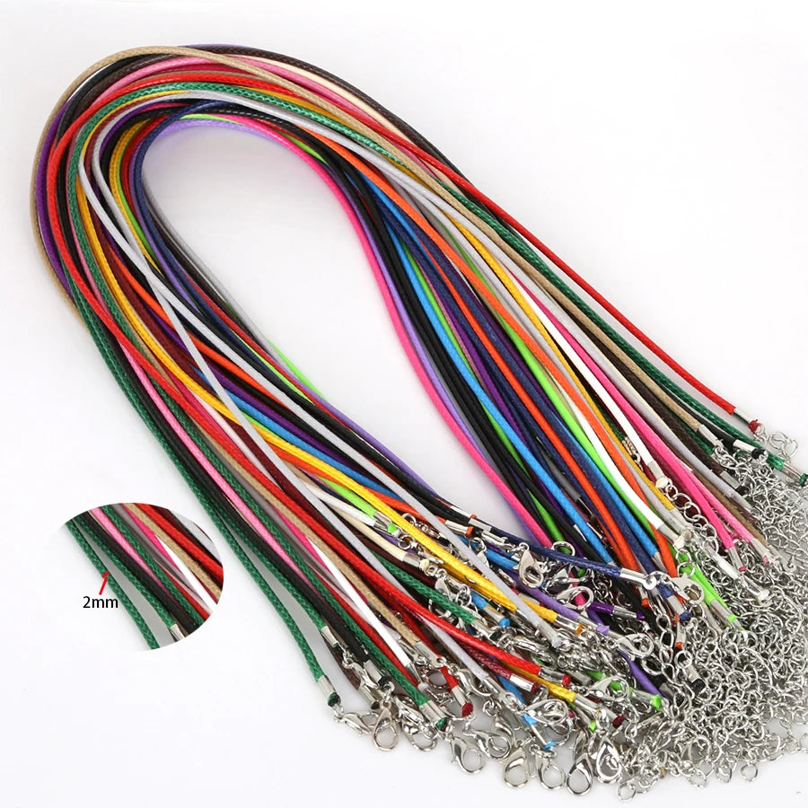 10 Pcs/lot Faux Leather Chains Bracelet Choker Necklace With Lobster Clasp DIY Jewelry Making Findings String Cord 1.5 mm