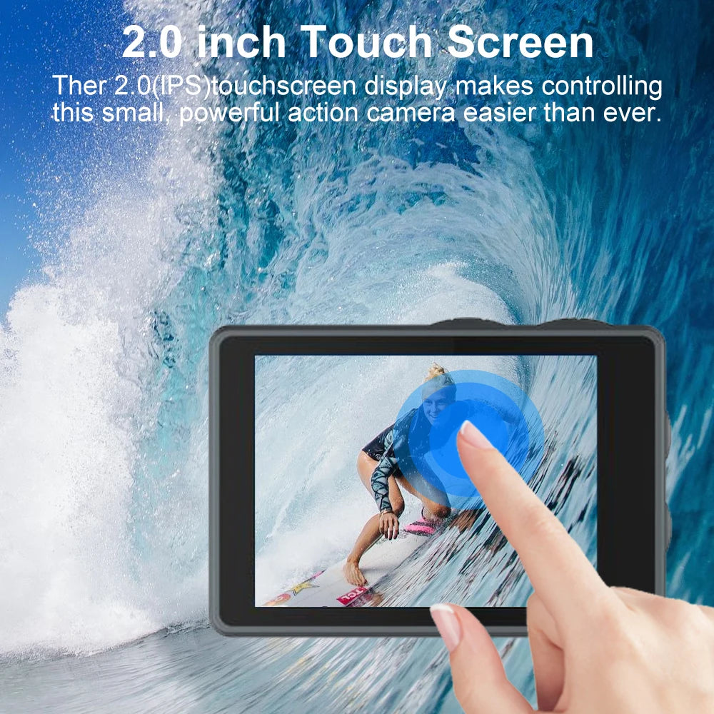 5K Action Camera 4K60FPS Dual IPS Touch LCD WiFi 170° DVR Action Cam 30M Waterproof 5X Zoom Sports Camera With Remote Control