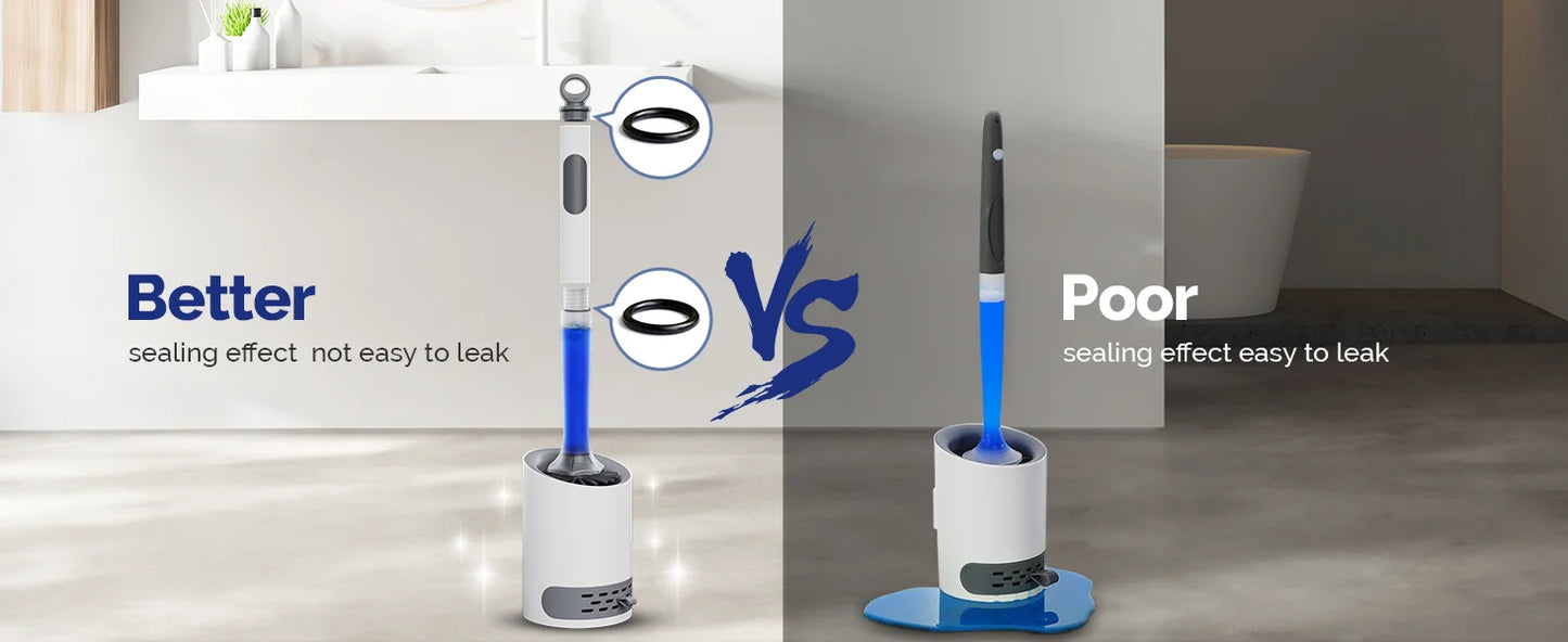 Toilet Bowl Brush Holder Set: Silicone Toilet Brush with Refillable Handle Dispenser Bathroom Scrubber Rv Cleaner Toilet Brush