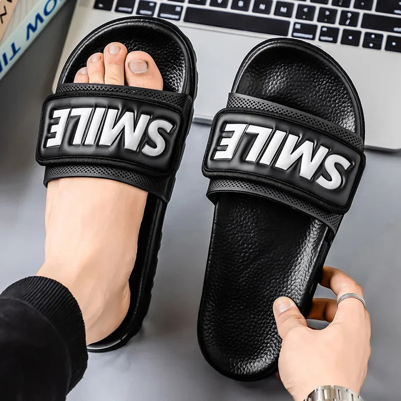 Men's Casual Slip-On Shoes Thick Bottom Air-Cushioned Slippers Magic Tape Simple High-End Summer Sandals EVA Material