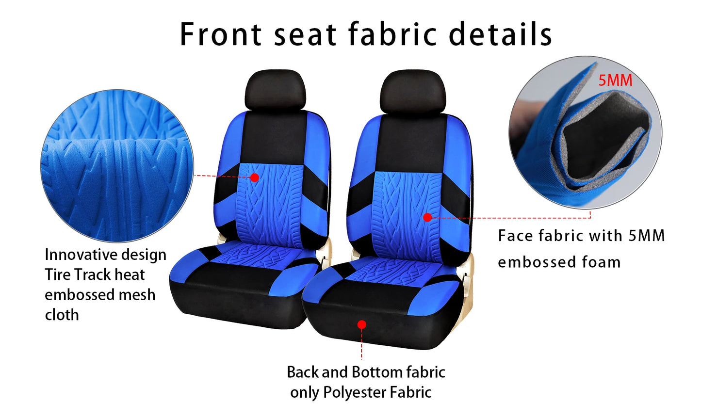 AUTO HIGH Embroidery Car Seat Covers Polyester Universal Fit Most Cars Truck SUV Van Protector - Front Pair