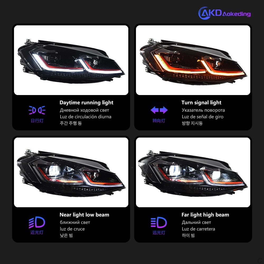AKD 2 PCS For Golf 7.5 2018-2021 Golf7.5 MK7.5 LED Auto Headlight Assembly Upgrade R-Line Style Design LHD RHD Tool Accessories