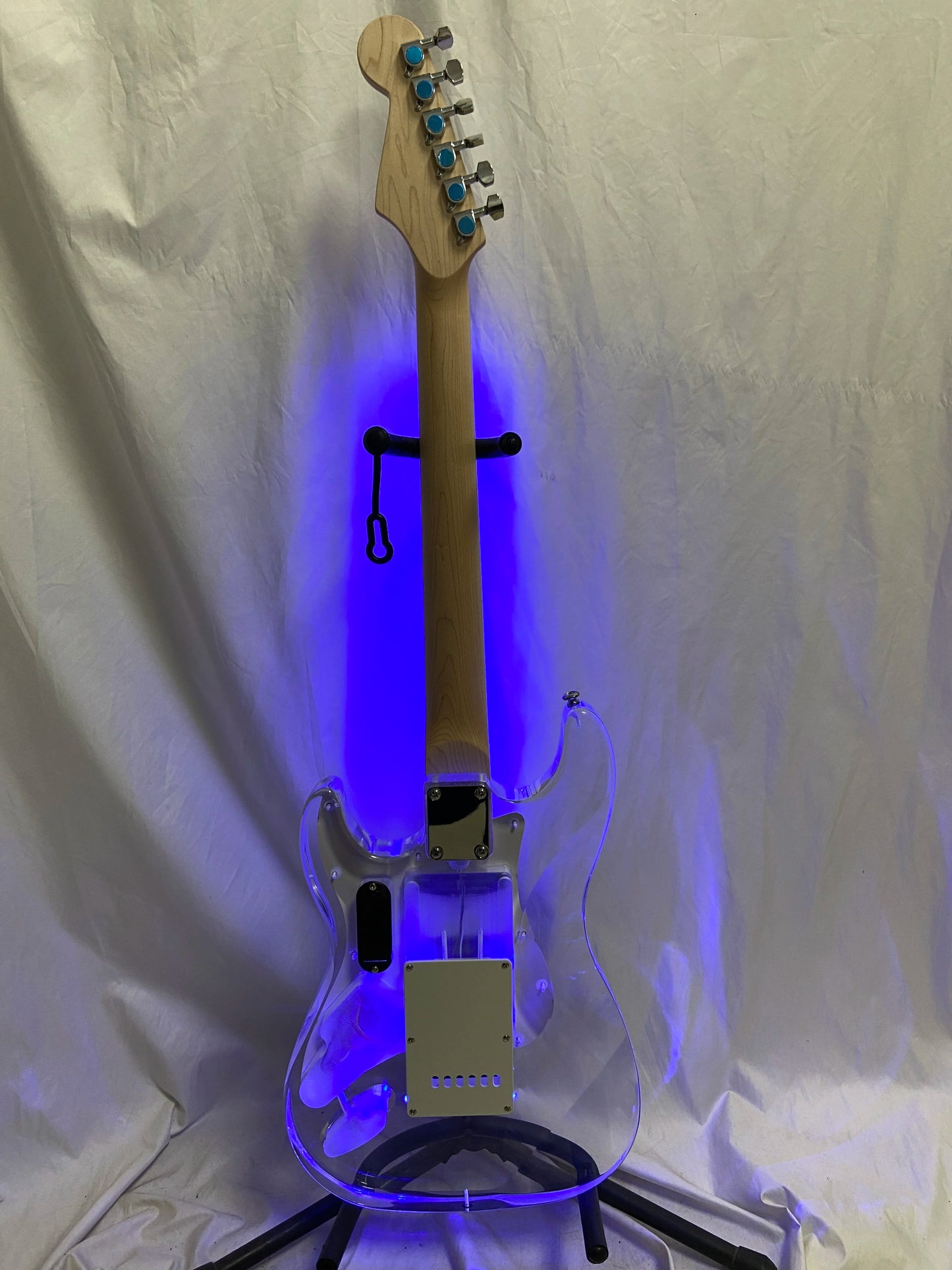 Acrylic clear crystal Plexiglas 6-string electric guitar Blue LED lights Maple guitar neck Free shipping