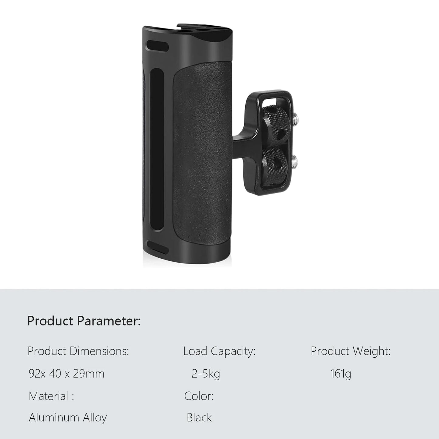 Probty Mini Side Handle Handgrip with Cold Shoe Interface and 1/4"-20 Screw Mount for DSLR/Digital Camera Cage