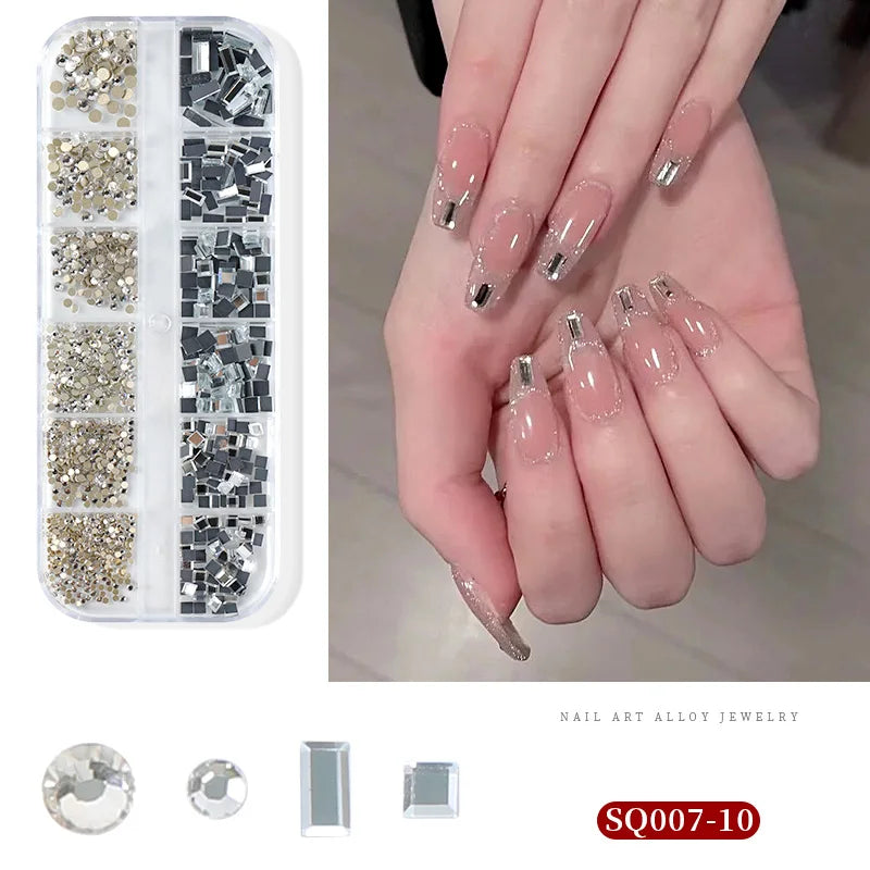 3D Nail Art Rhinestones Nail Decorations Gems Crystal Pearl Butterfly Half Beads Nail Art DIY Decoration Wholesale Mix Size
