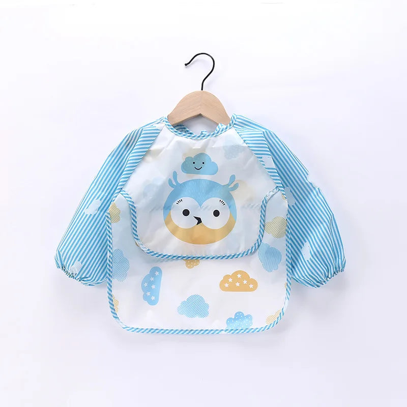 Baby Long Sleeve Scarf Waterproof Toddler Art Smock Feeding Bib Apron Pocket Infant Boys Girls Burp Cloth Banana Bibs for1-3Year