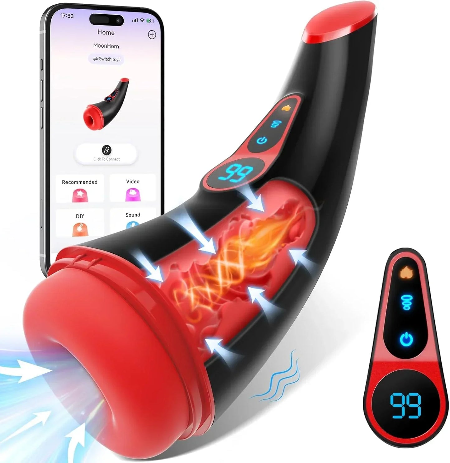 Automatic Sucking Male Masturbator Sex Toys for Men Heating Vibrating LCD Display Penis Pump Blowjob Male Adult Masturbators