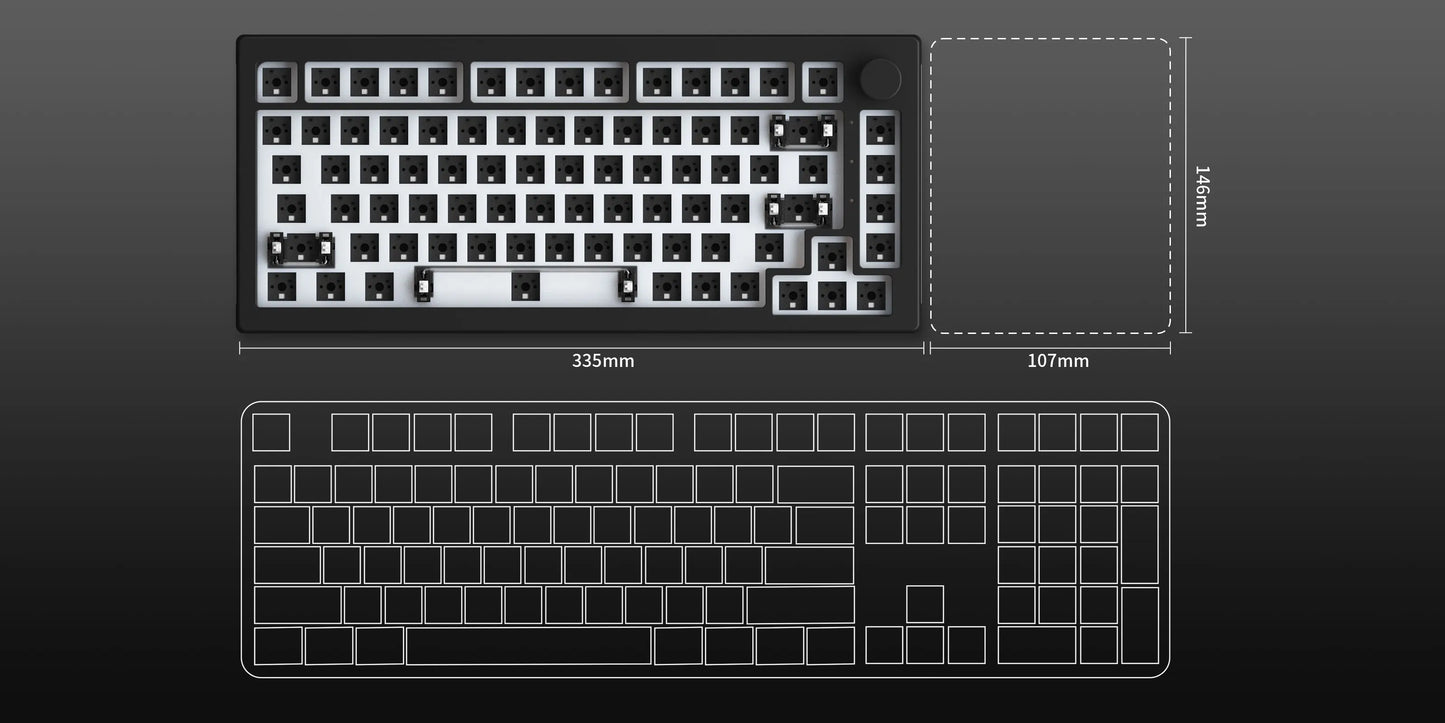 Akko 5075S VIA Barebone Keyboards Custom Hot-Swappable Mechanical Keyboard DIY Kit Gasket Mount with Knob RGB Backlit Hotswap