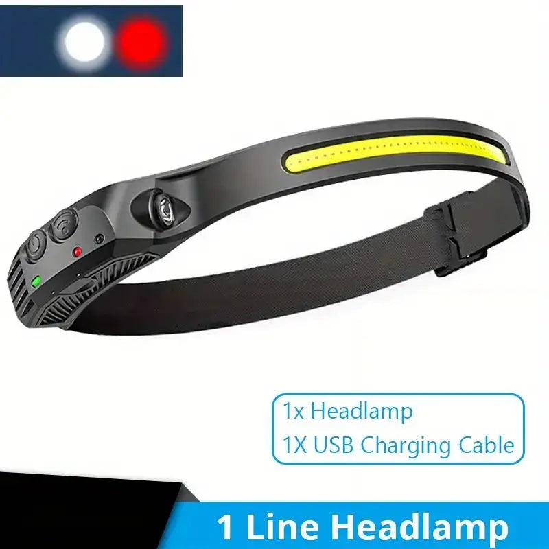 COB Headlamp Powerful Induction LED Sensor Head Torch USB Charging with Battery Flashlight For Fishing Outdoor Riding Camping