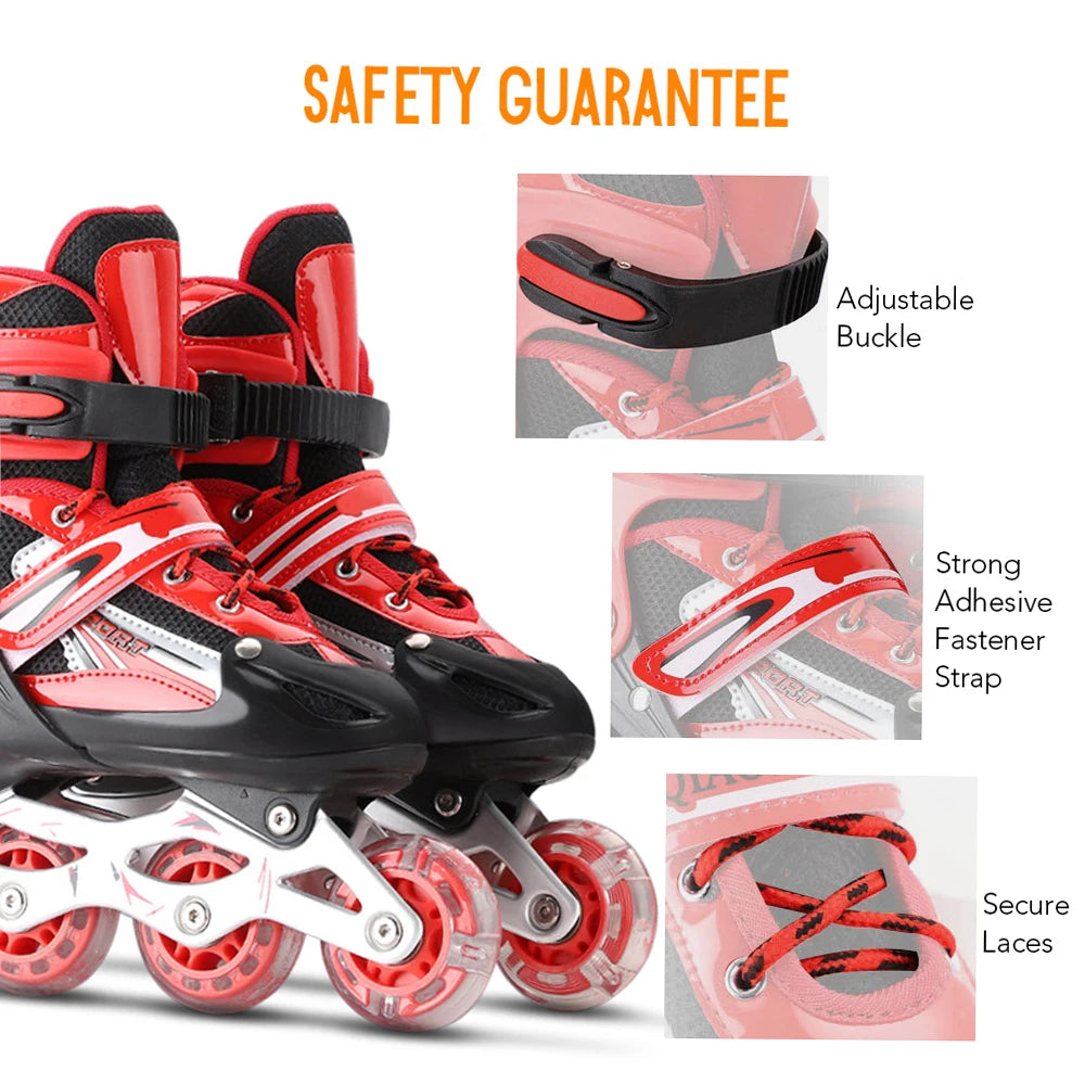 Adjustable Illuminating Inline Skates with Light Up Wheels for Kids and Adults for Girls and Boys Men and Women