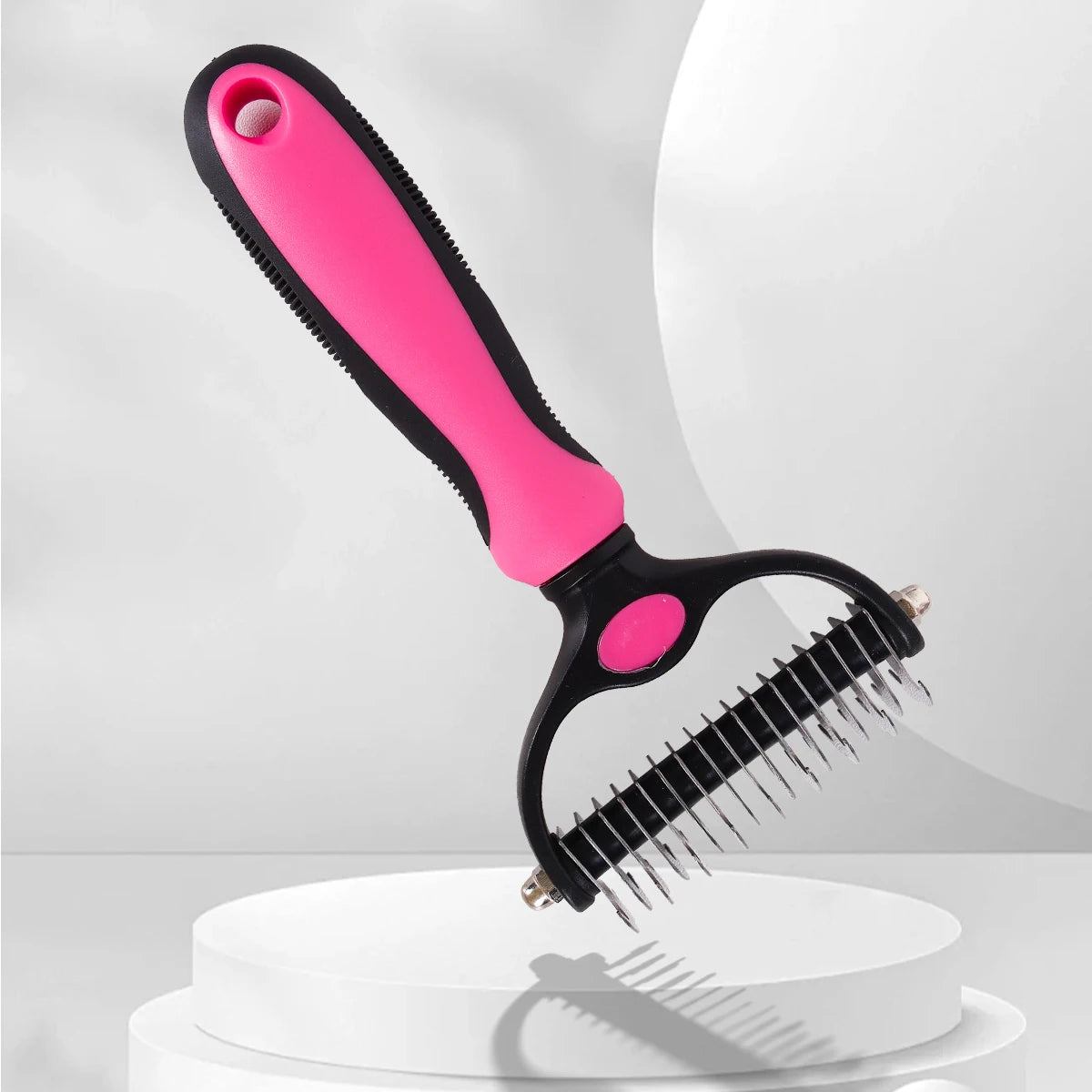 1pc Pet Grooming Brush Double Sided Shedding and Dematting Undercoat Rake Comb for Dogs and Cats