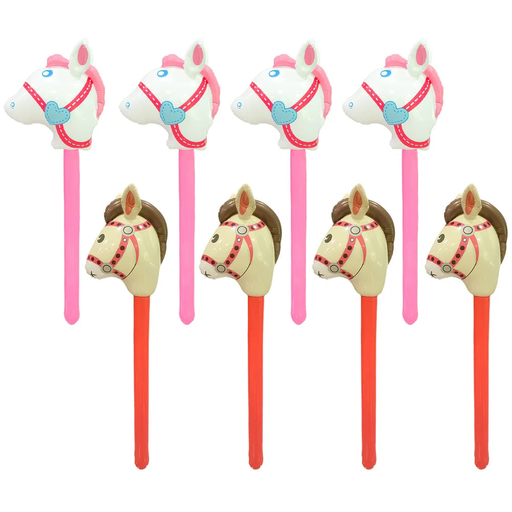 4 Pcs Animal Long Sticks Inflatable Horse Head Sticks Inflatable Sticks Toy Sticks Horse Head Animal Heads Christmas, Halloween,