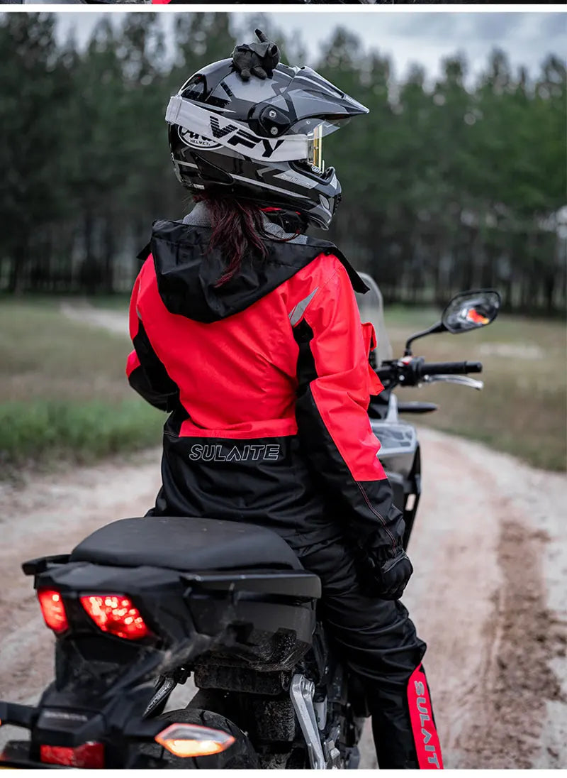 Men Women Waterproof Motorcycle Rider Raincoat Suit Set Reflective Light Raincoat For Riding Jacket Pants Set