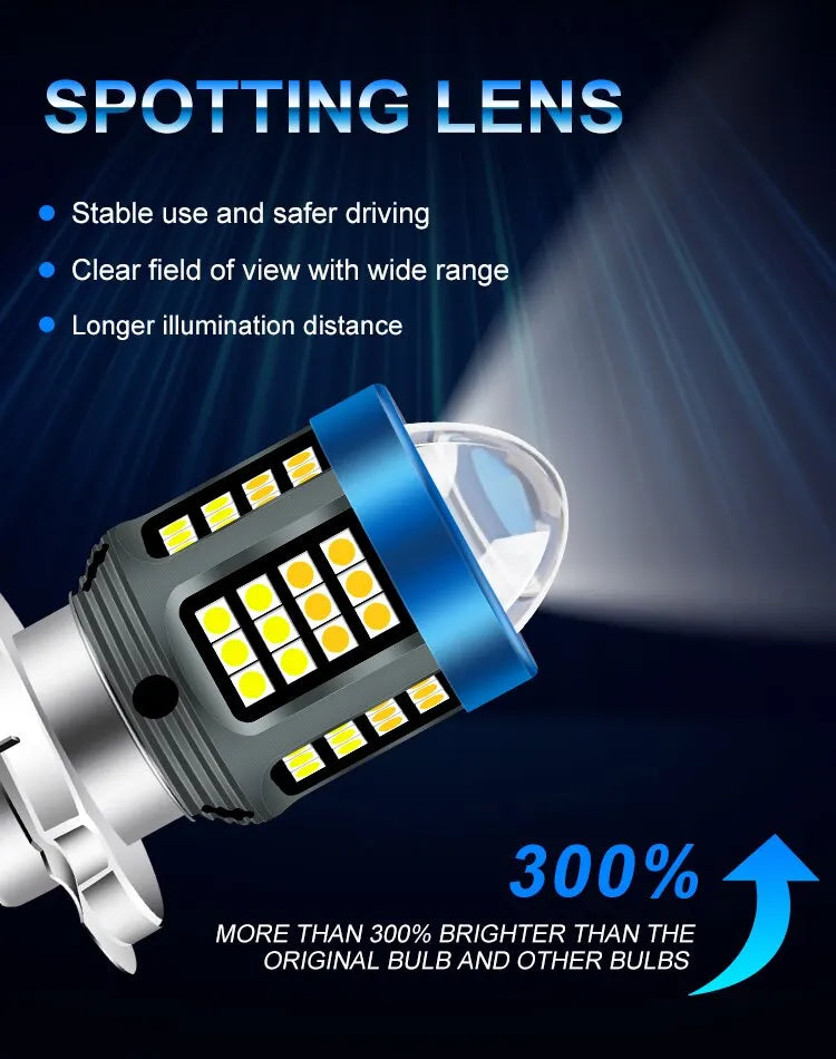 H4 H6 BA20D LED Motorcycle Light Bulb LED Fisheye Lens Dual Color White Yellow CSP Chip Motorbike Headlight Scooter Fog Lamp