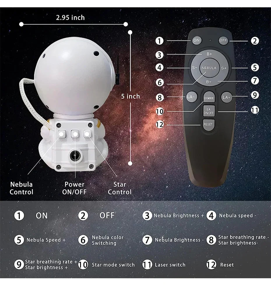 Star Projector Galaxy Night Light Astronaut Space Projector Starry Nebula Ceiling LED Lamp for Bedroom Home Decorative kids gift