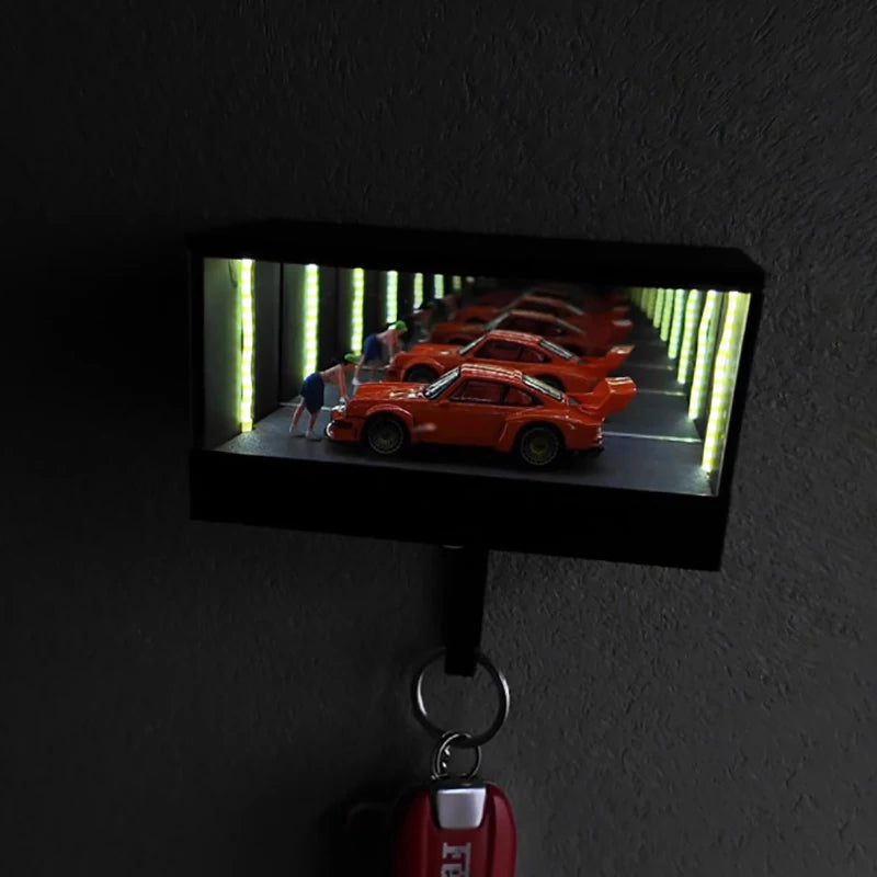 LED Light Featured Key Rack for Garage; Infinity Mirror Design; Ideal for Car Lovers; Simplifies Entry Point; Contains 1PC.