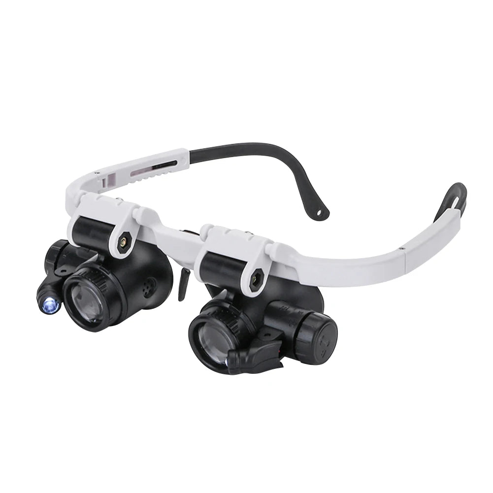 2XLED Watch Jeweler Repair Magnifier Head-Mounted Headband Adjustable Magnifying Head Eye Glasses Loupe Lens 8X 15X 23X NEW