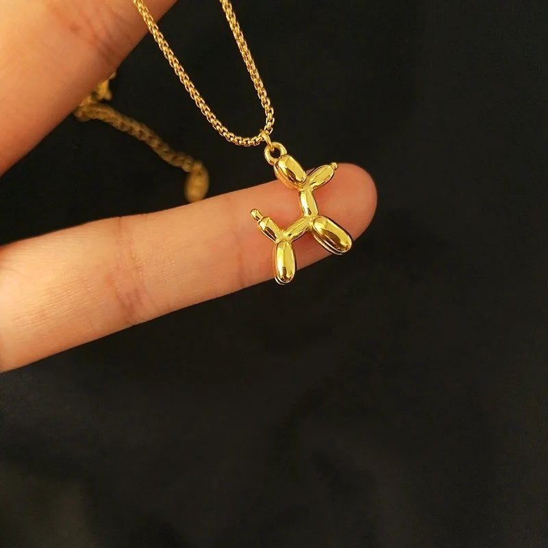 Silver Color Cute Animal Balloon Dog Necklaces Creative Pendant Clavicle Chain Necklace Ladies Girl Jewelry Dropshipping