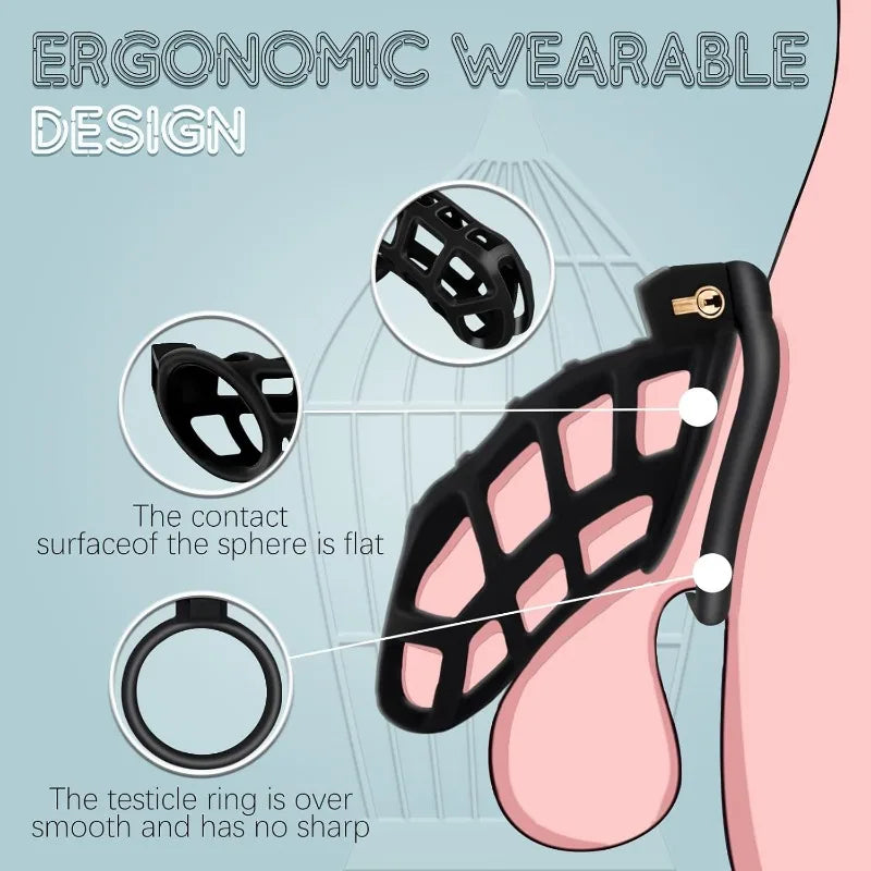 Male Chastity Dragon Lock  Device Comfortable To Wear Bird Cage Ring Male SM Penis Bondage Cage Penis Training Toy Adult Product