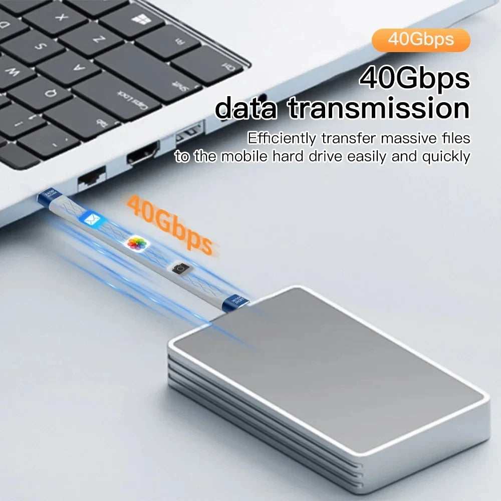 NNBILI USB4 Data Cable 40Gbps USB C to Type C Short Cable PD 240W 8K 60Hz for Thunderbolt 3/4 iPhone 15 Pro Max SSD Power Bank