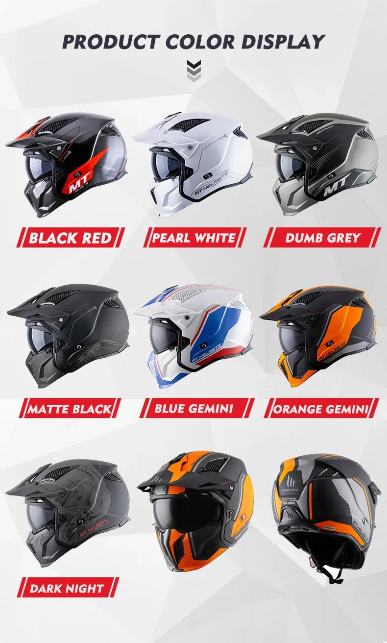 Spanish MT Streetfight Motorcycle Helmet Retro Street Fighter Combination  Four Seasons Detachable Full Face
