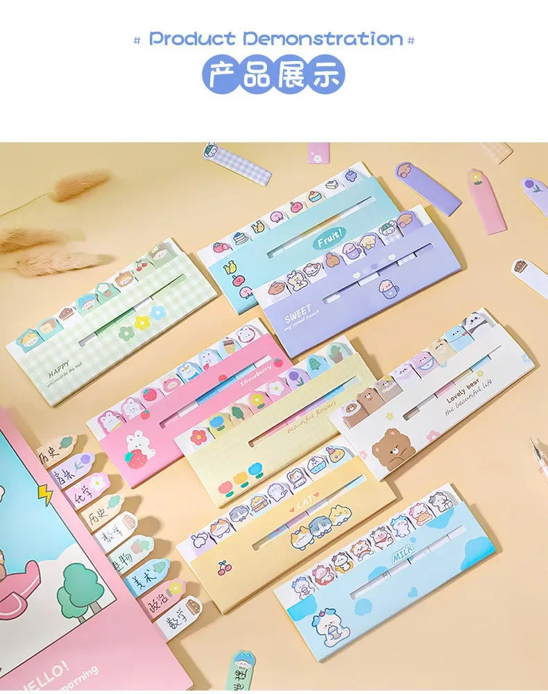 Creative Cute Cartoon Animal Index Stickers Stationery Notebook High Appearance Convenience Stickers Student Supplies