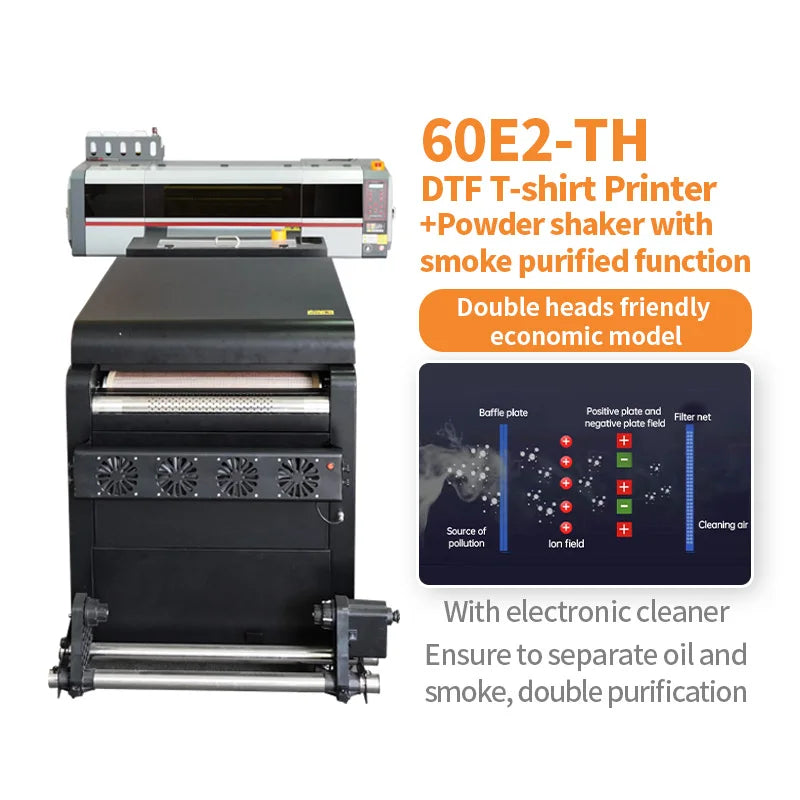 Powder Shaking with Purifier DTF Printer T-shirt Printing Machine DTF Printer Double Epson Head.
