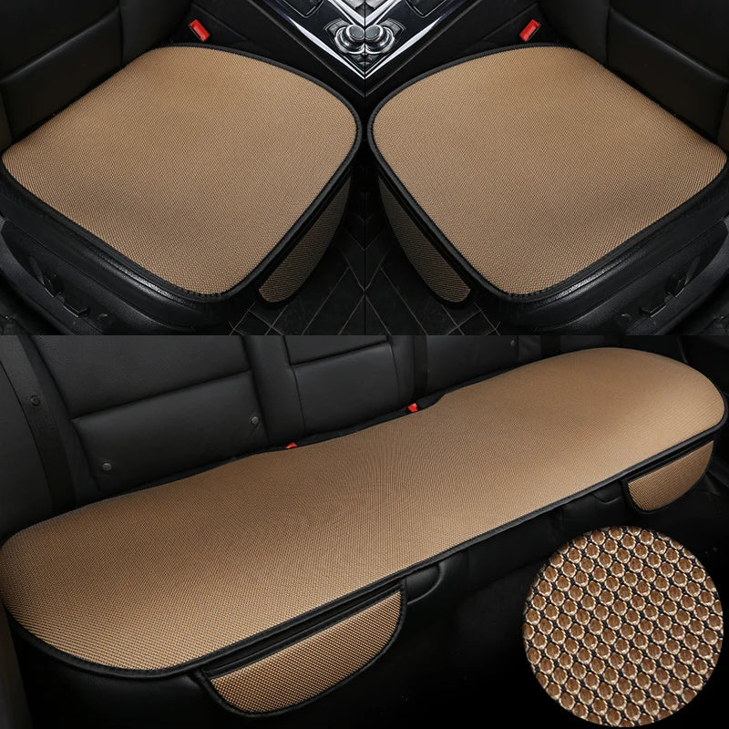 3pcs/set Car Seat Cover Cushion Ventilated Breathable Comfortable Front Back Rear Seat Protector Pad Mat Anti-skid With Pocket