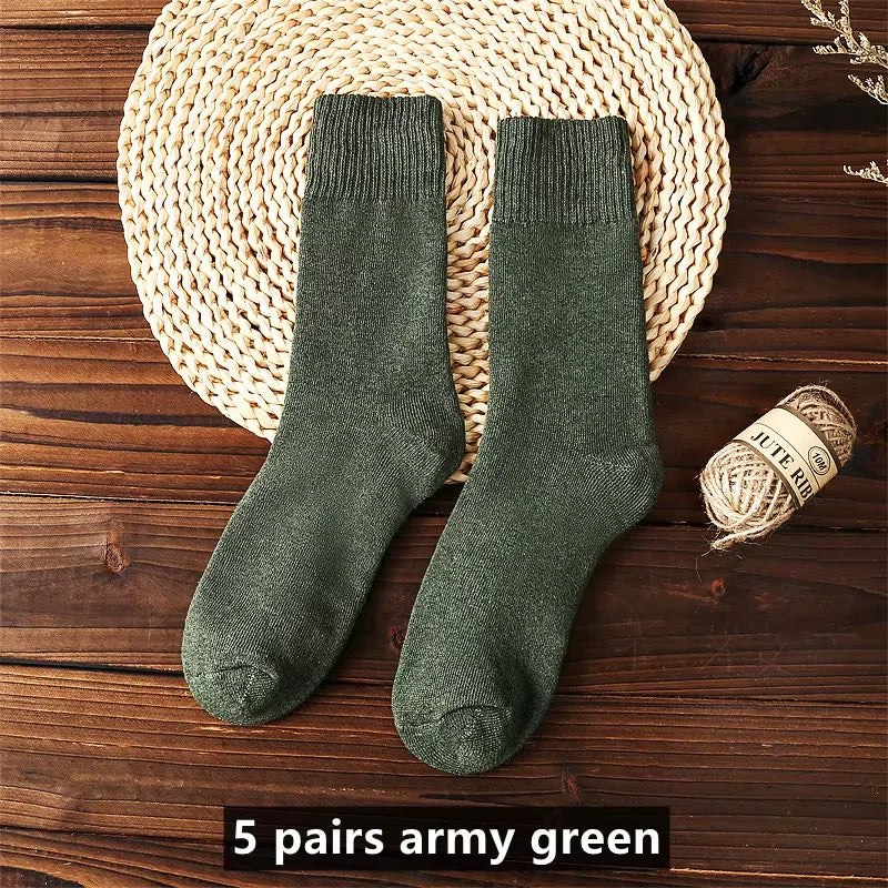 4 Pairs Of Men's Vintage Striped Crew Socks, Thermal Breathable Comfy Socks For Men's Wearing, Autumn & Winter