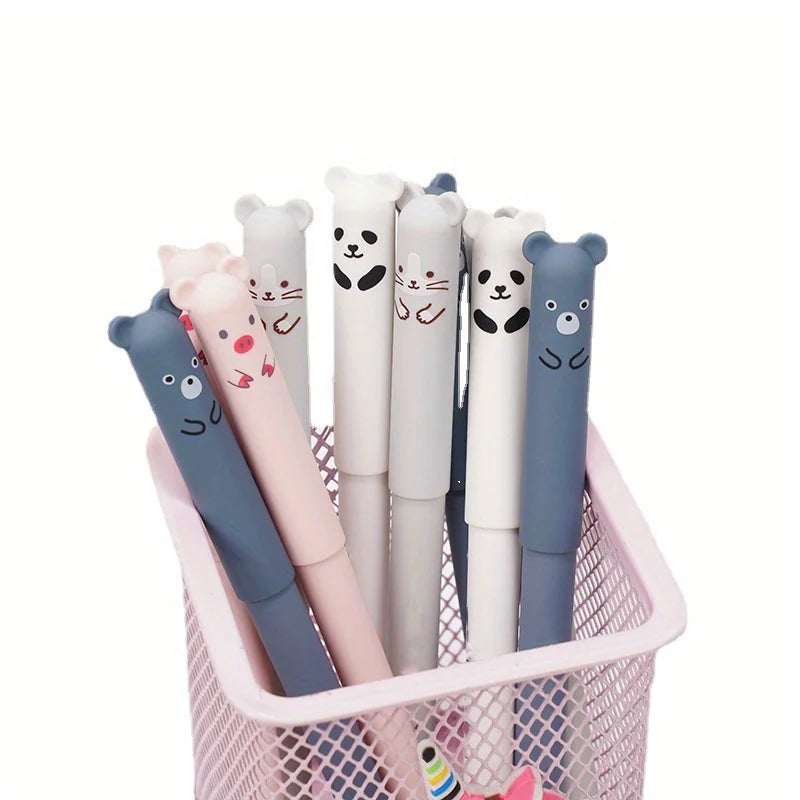 Creative Cat Bear Animal Erasable Gel Pen 0.5mm Washable Handle Magical Eraser Pen Blue/Black Ink Refills Rod Writing Stationery