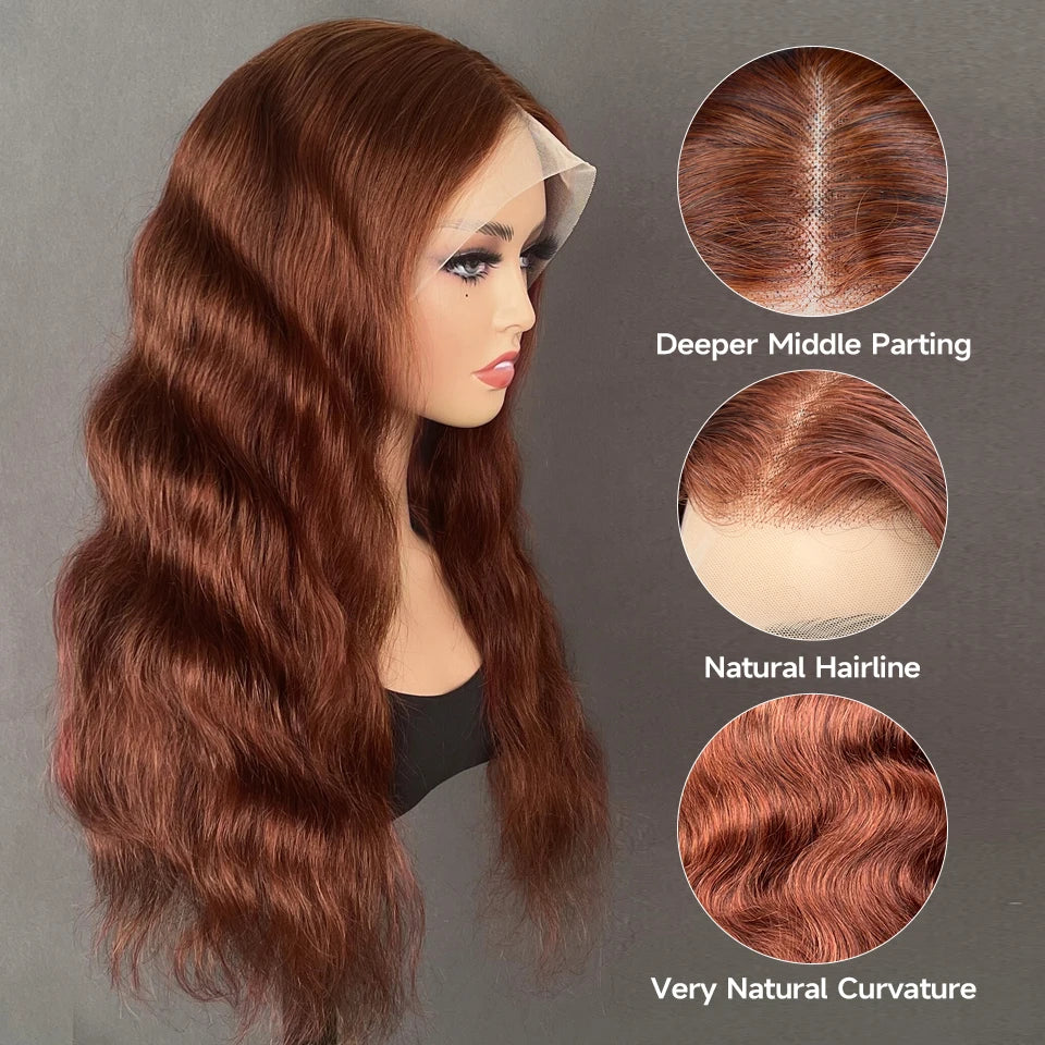 Chocolate Brown Color Human Hair Body Wave Wig 13x4 Transparent Lace Pre-Plucked Natural Hairline With Baby Hair Wig For Women