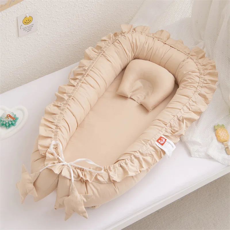 Newborn Bed for Breastfeeding Sleep Baby Cribs Portable Baby Nest 0-18 Months Detachable Anti-Rollover Bassinet with Cooling Mat