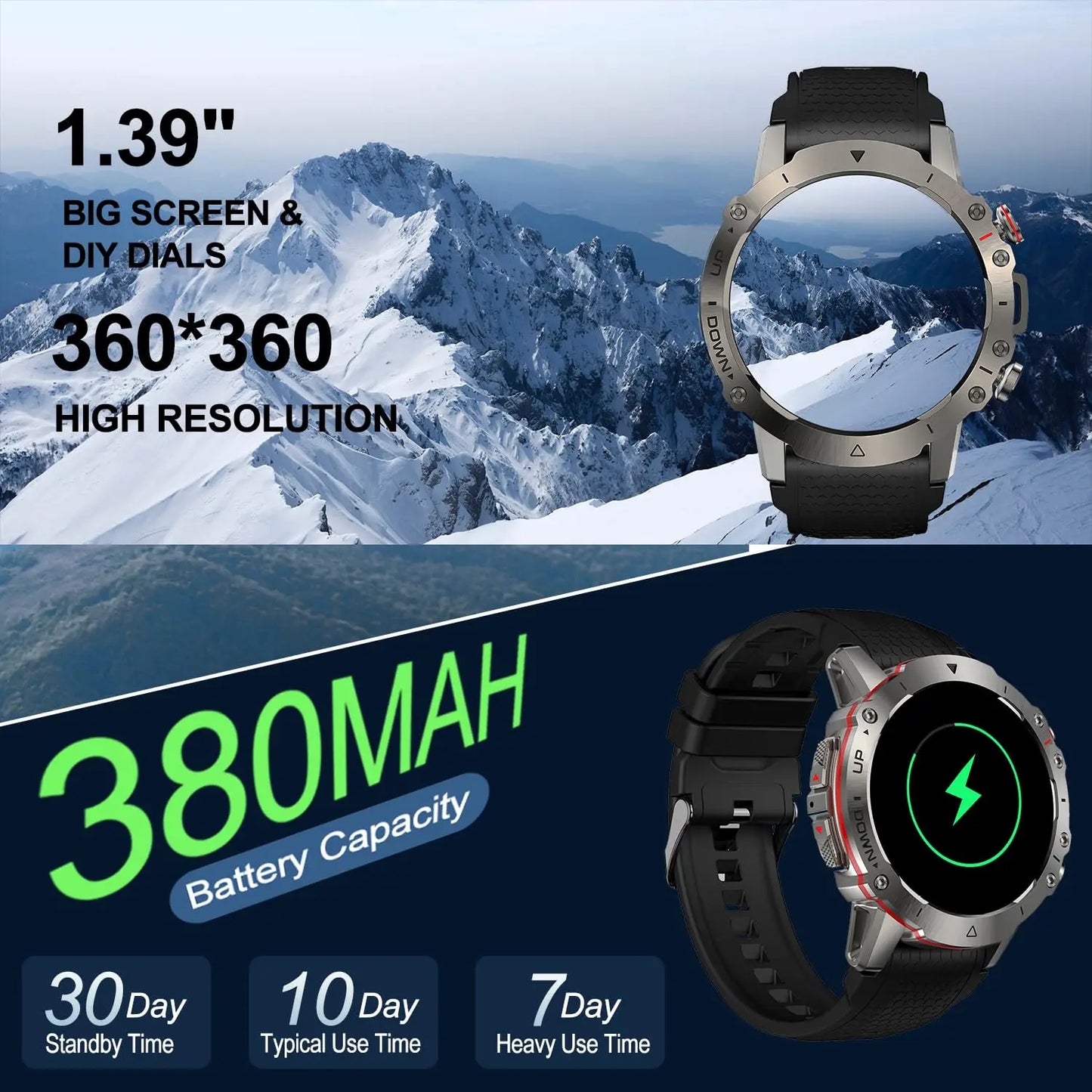 LEMFO Y7 Smart Watch Men 2024 IP68 Waterproof 100＋ Sports Modes Bluetooth Call 360*360 Resolution HD Screen  Smartwatch for men