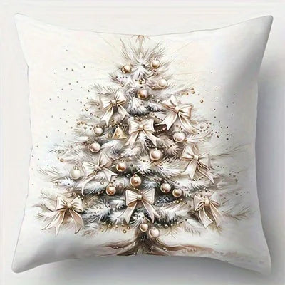 Home Decor Festive Deer & Gift Christmas Pillow Covers Pattern Cushion Cover Suitable for Sofa Bedroom Car Pillow Cover