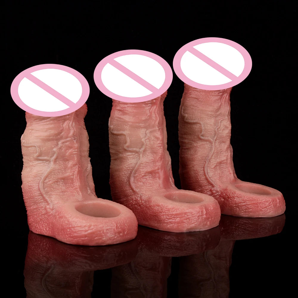 ORALSX 10 Styles Silicone Reusable Open-ended Penis Sleeve Delay Ejaculation Dick Enlargement Sex Toys For Men Game Pleasure
