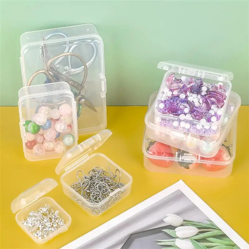 10Pcs PP Storage Box Mini Transparent Plastic Case Container Square Rectangle Packaging Box For Jewellry Beads Small Items