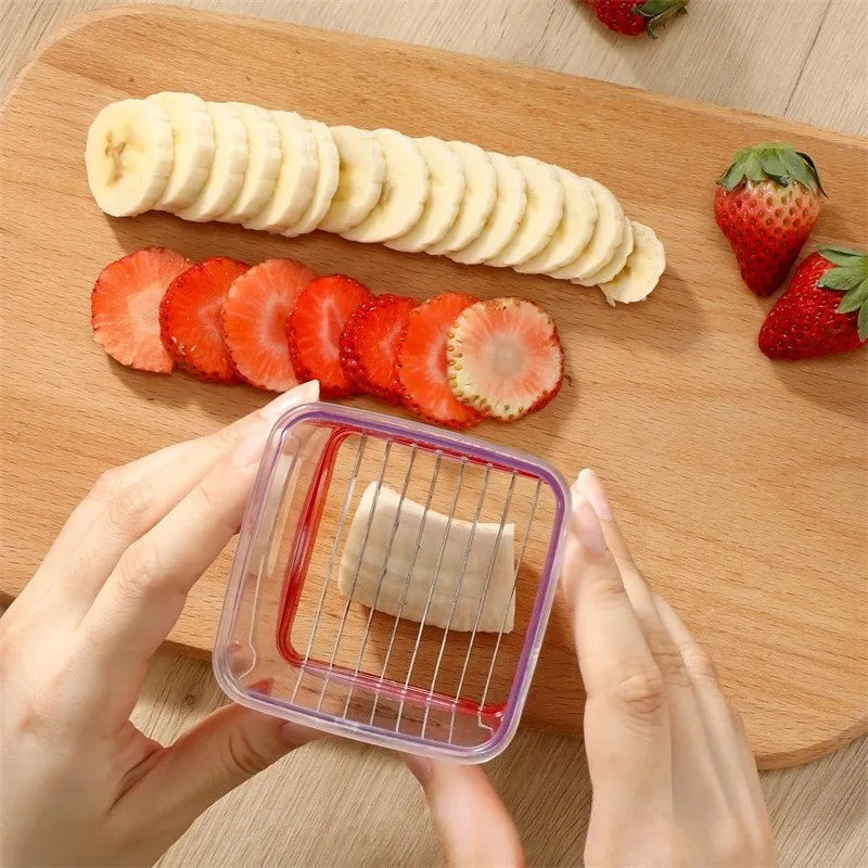 Strawberry Slicer - Fruit Slicer with Container - Pro Soft Food Chopper - Detachable Fruit Cutter Chopp gadget