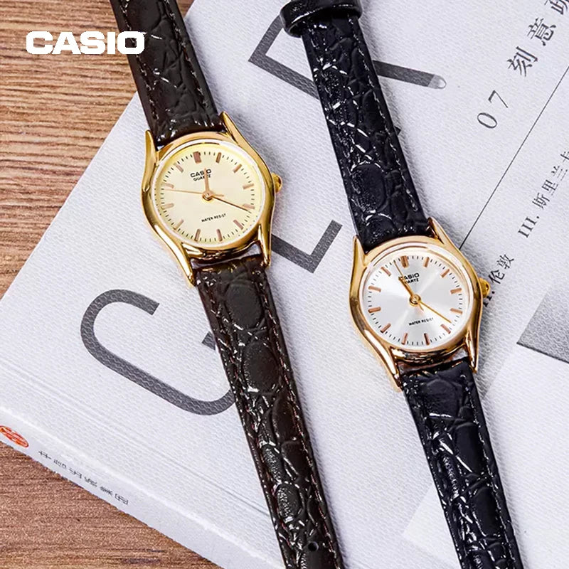 Casio LTP-1094Q Women's Watch Treasure Time Simple Belt Simple Cartoon Vintage Leather Brown Black Watch for Women Women's Watch