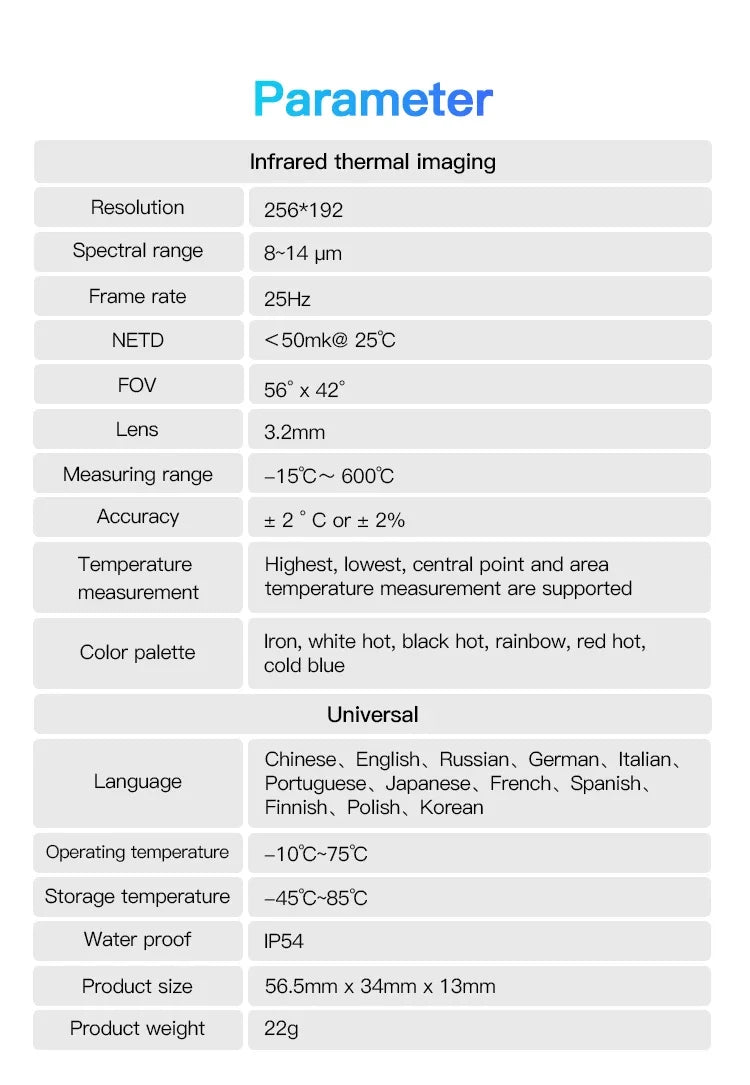 TOOLTOP T256 Thermal Camera 256*192 Type-c Infrared Camera 25Hz High Refresh Rate Thermal Imager for Industrial Heating Repair