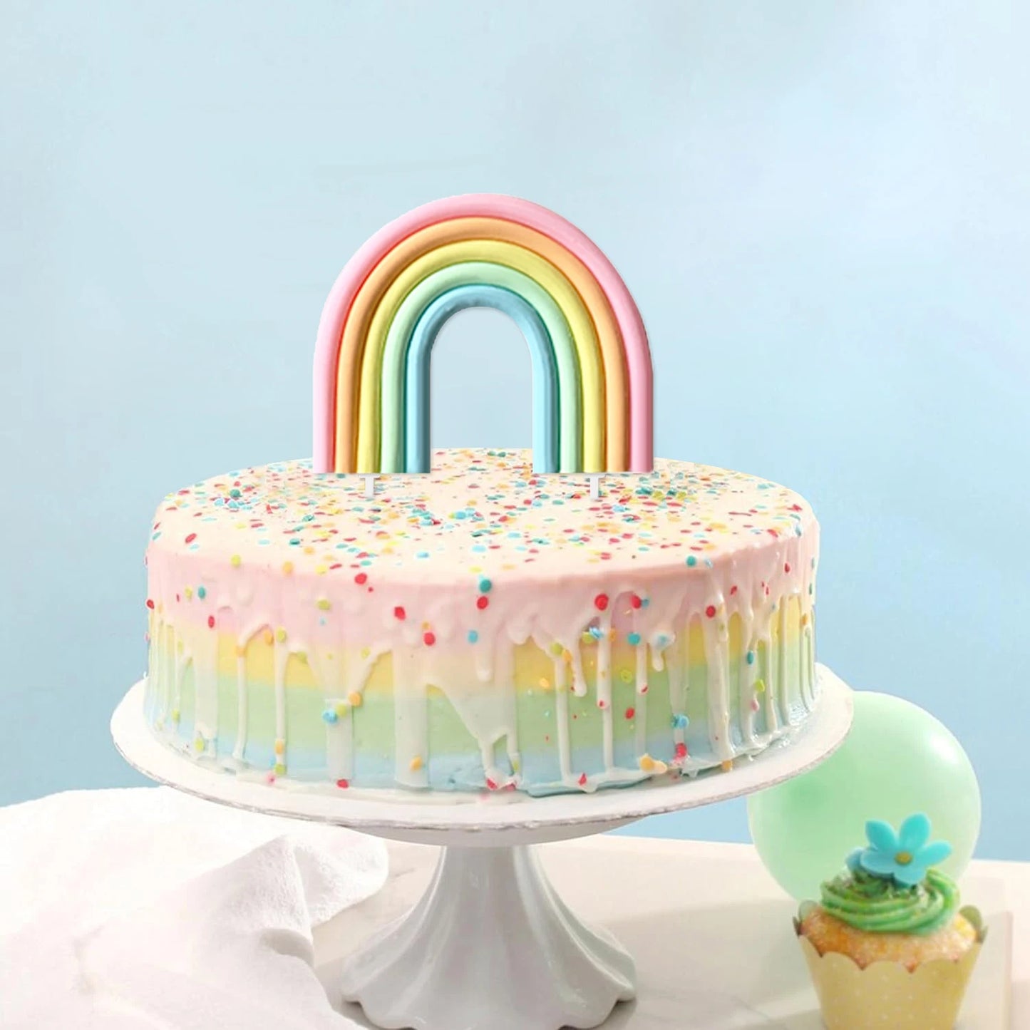 Rainbow Cake Toppers,Three-Dimensional Cloud Rainbow Design Cake Picks for Party Birthday Wedding Cake Decorations Supplies
