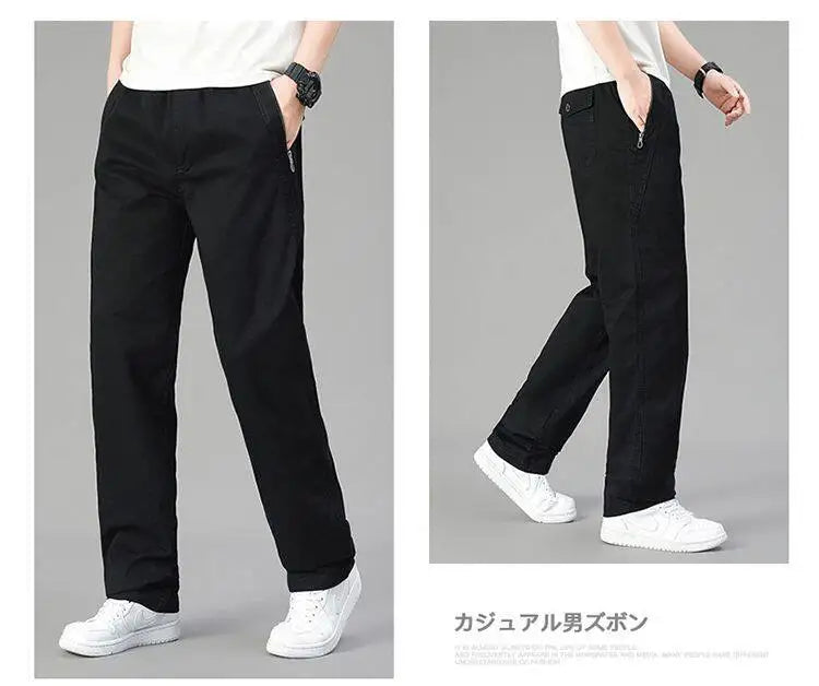 Big Size Men's Cargo Pants Casual Loose Straight Pants Cotton Long Trousers Zipper Pockets Mens Jogger Pants 5XL 6XL