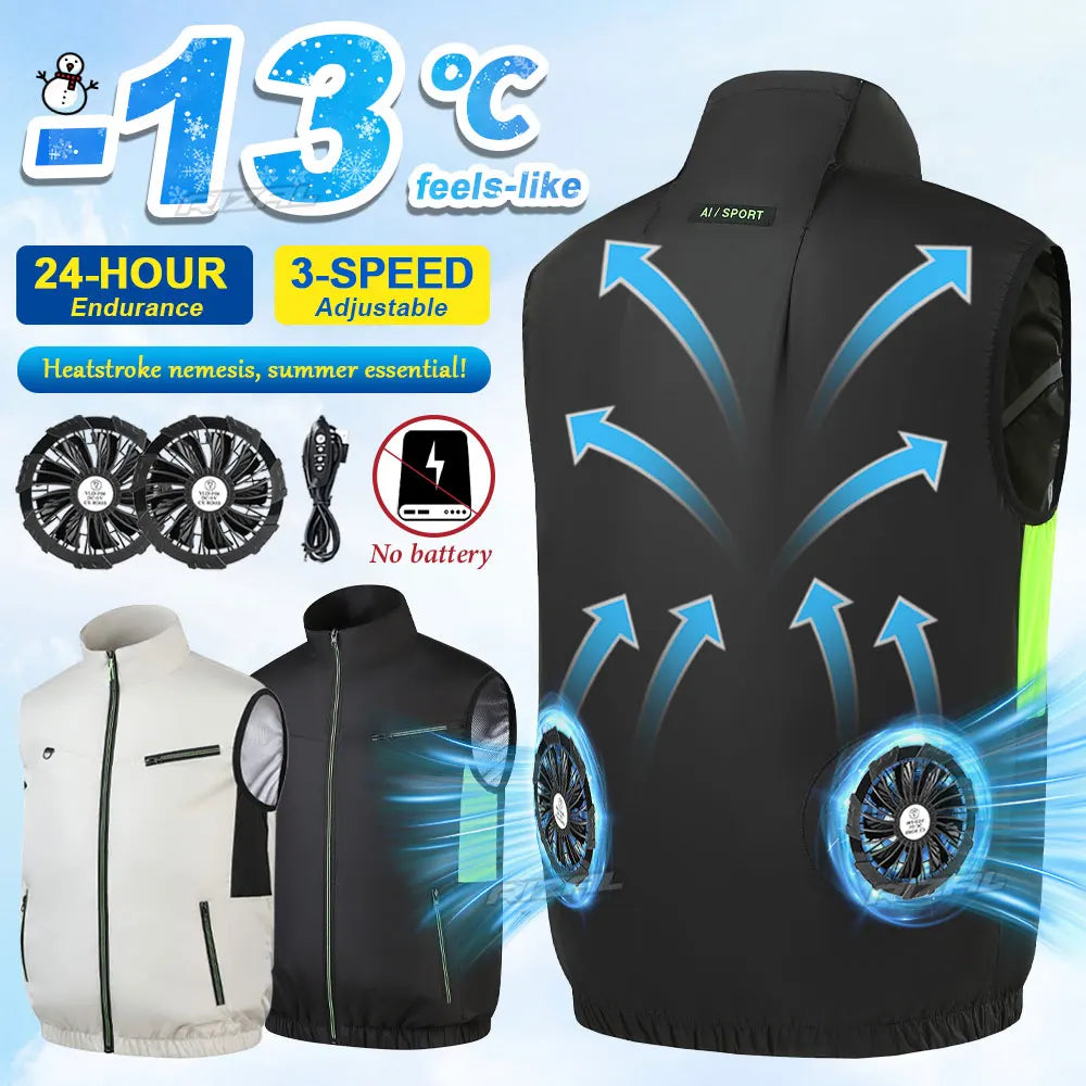 2025Summer Cool Vest,Wearable Cooling Fan, Air-conditioned Clothes Continuous cooling 13 Hours,for High Temperature Work Fishing