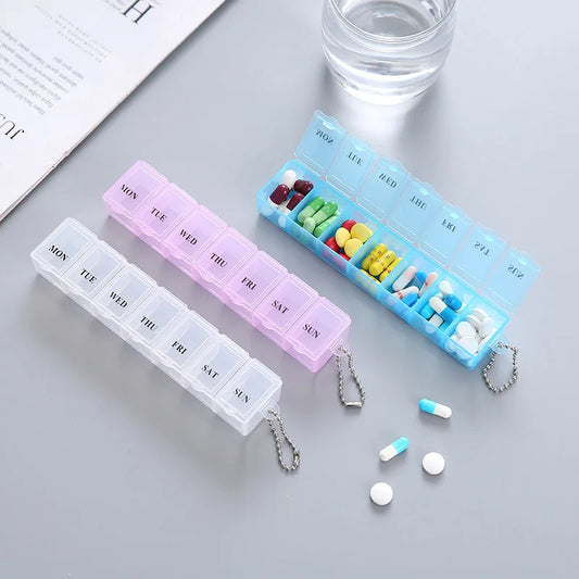 7 Days Pill Medicine Box Weekly Tablet Holder Storage Organizer Container Pill Box Splitters 3 Colors Pill Case Organizer 1Pcs