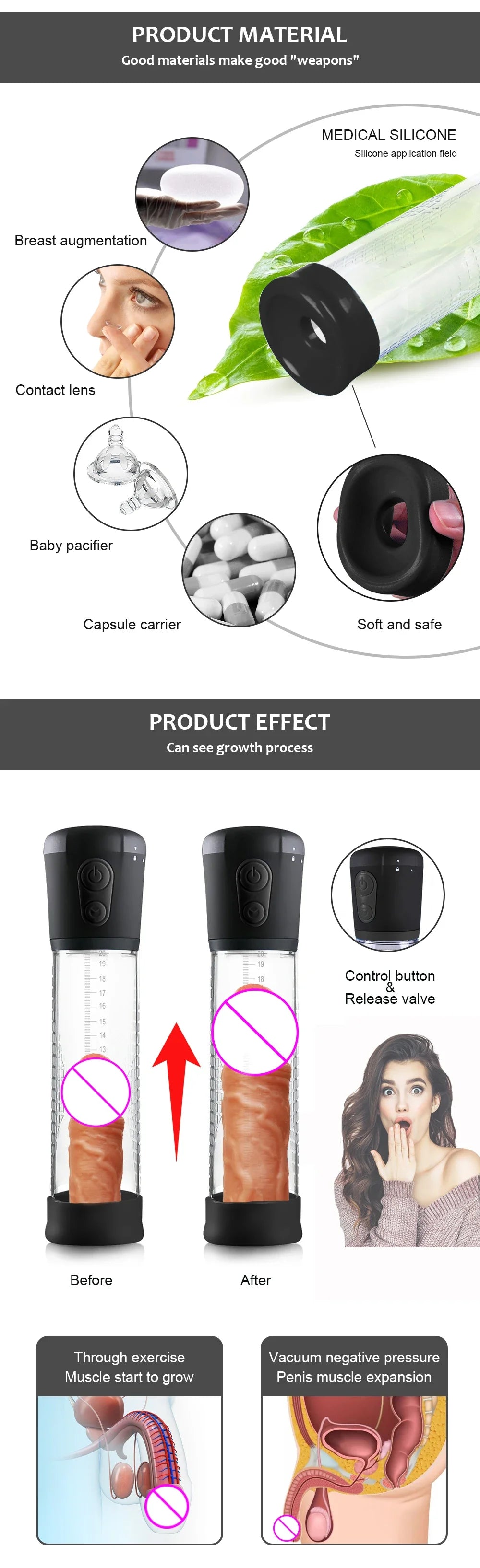 Sex Toys Electric Penis Pump Penis Enlarger Vacuum Pump for Men Adult Male Masturbator Penile Bigger Trainer Penis Enlargement